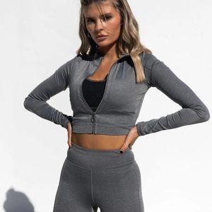 Kittenish Brookie Half Zip Crop Top and Leggings S